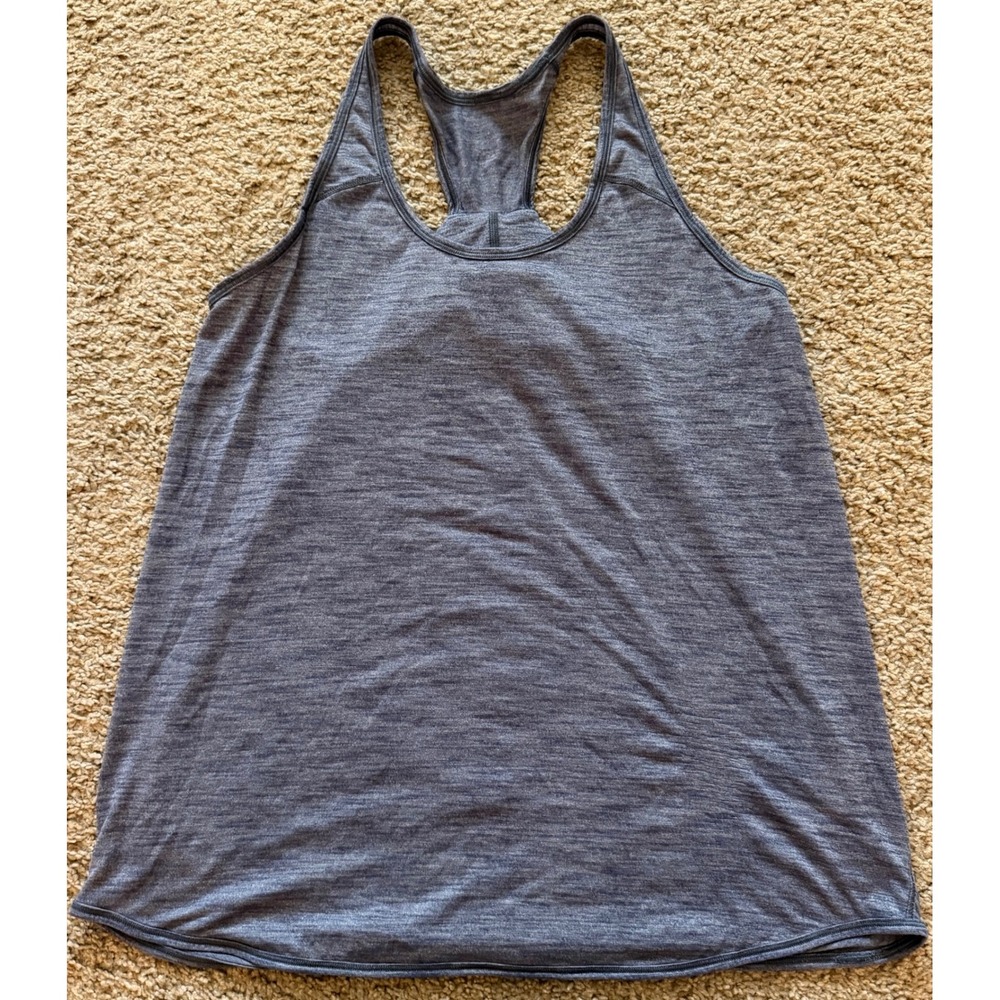 Lululemon Essential Tank Heathered Blue‎ Gray Racerback Twist Back Yoga Top